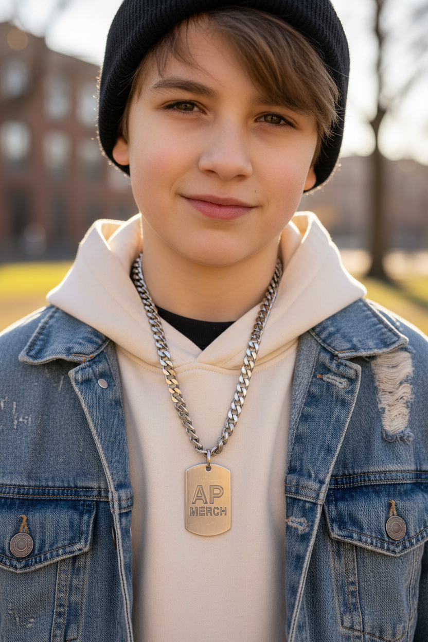 Dog Tag Necklace — AP Merch Engraved Military-Style ID Pendant
